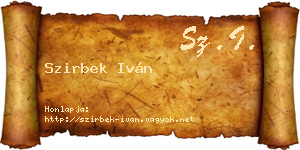 Szirbek Iván névjegykártya