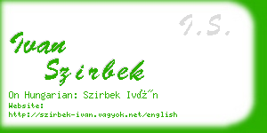 ivan szirbek business card